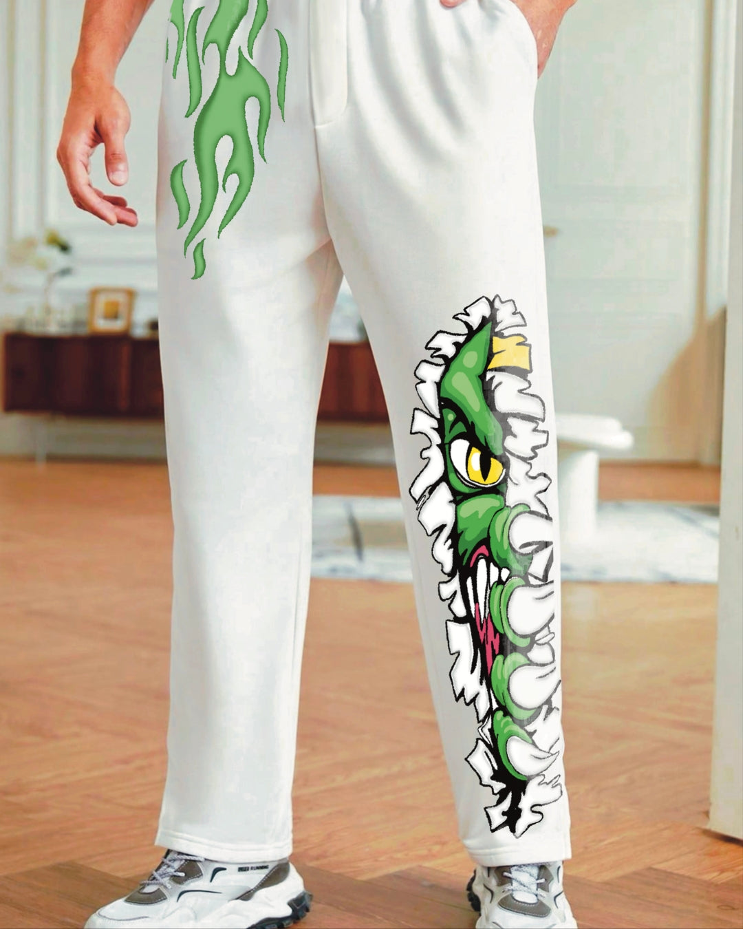 Men's White Cotton Pants - Hidden Dragon