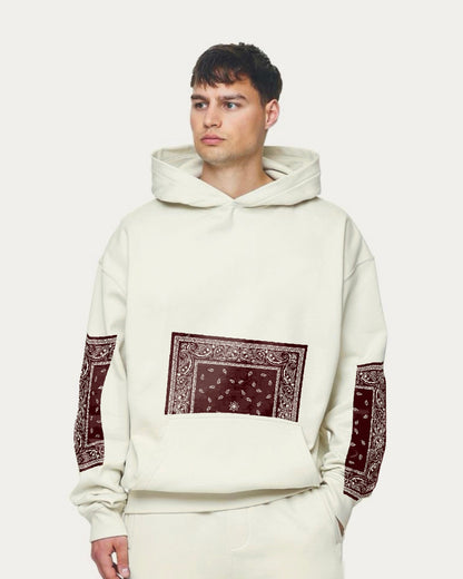 Unisex White Oversized Hoodie - Maroon Code