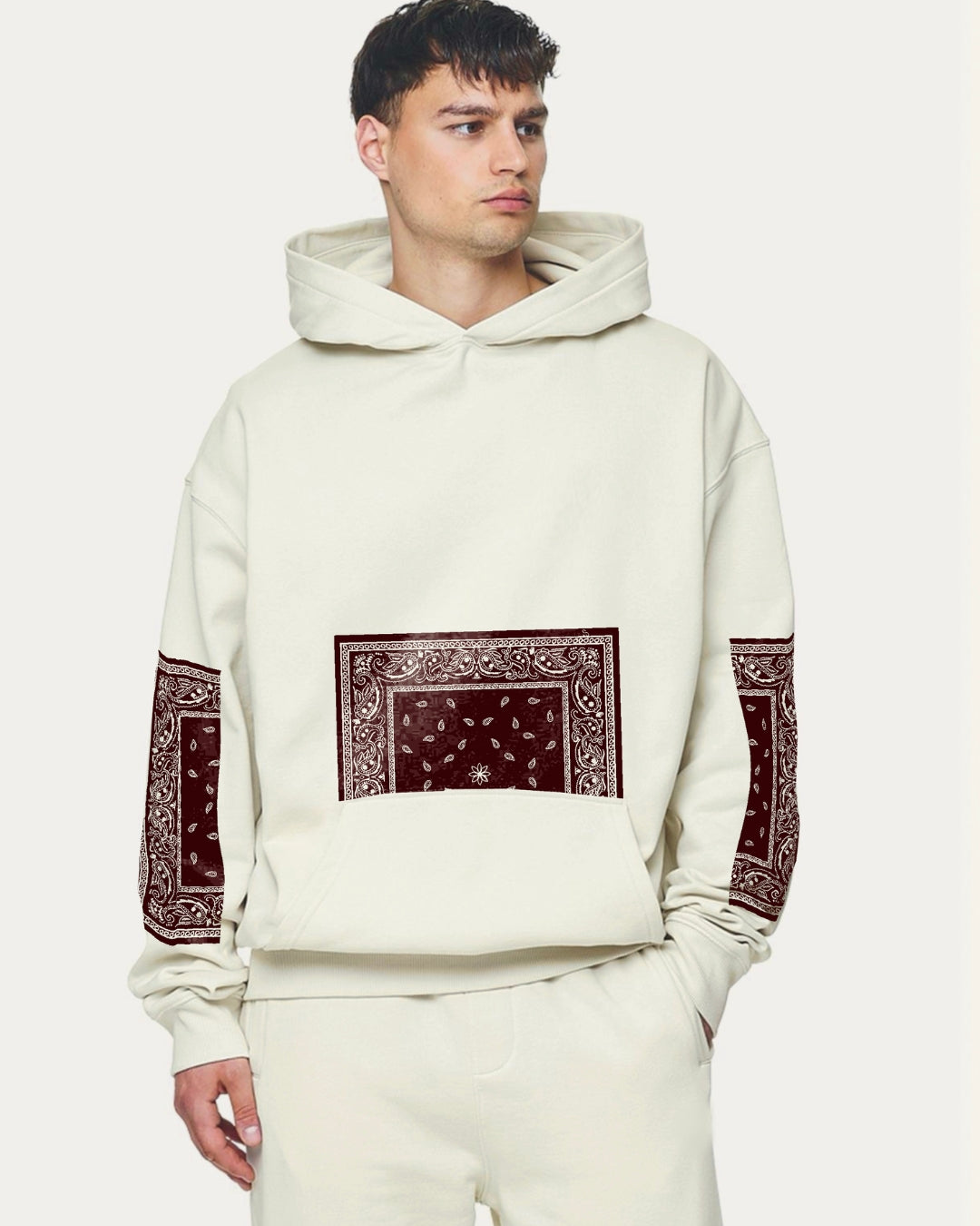 Unisex White Oversized Hoodie - Maroon Code