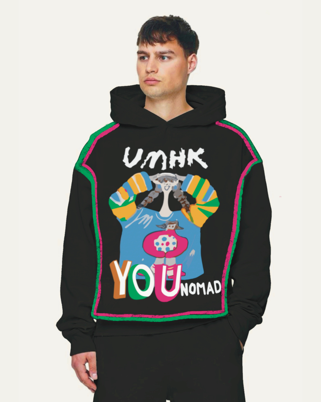 Unisex Black Oversized Hoodie - UMHK