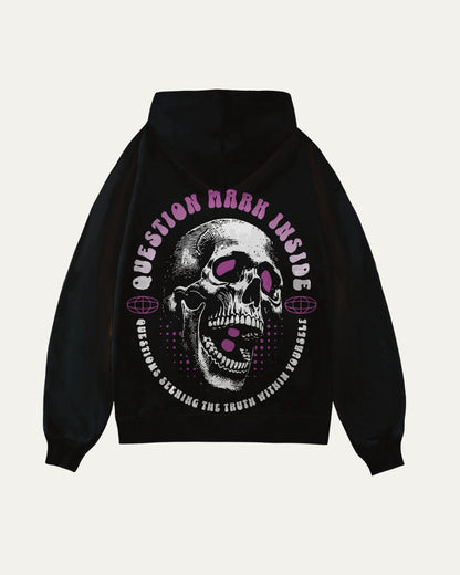 Unisex Black Oversized Hoodie - Lofi Skull