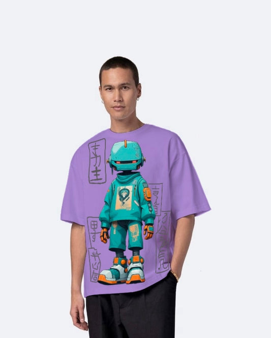 Robot Purple Urban Oversized T-Shirt for Men(*)