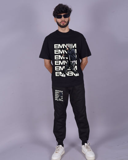 Rap God: Men's 2 Piece Eminem Oversized Co-ord Set in Black