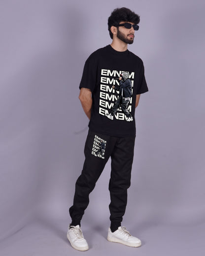 Rap God: Men's 2 Piece Eminem Oversized Co-ord Set in Black