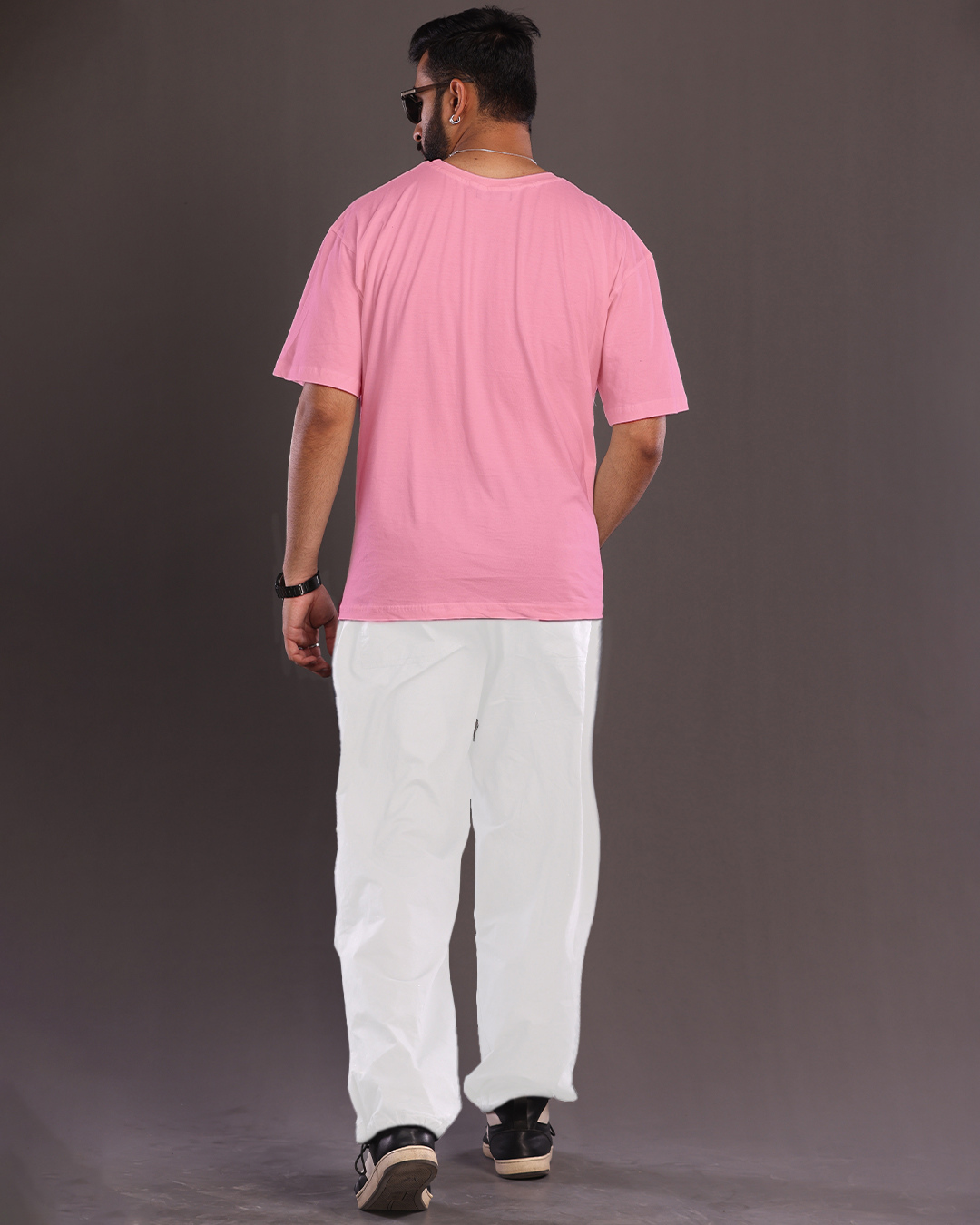 Men's Bike Lover Oversized Co-Ord Set - Pink and White