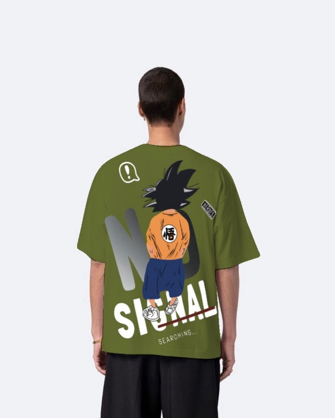 No Signal Design with Men's Olive Oversized T-Shirt