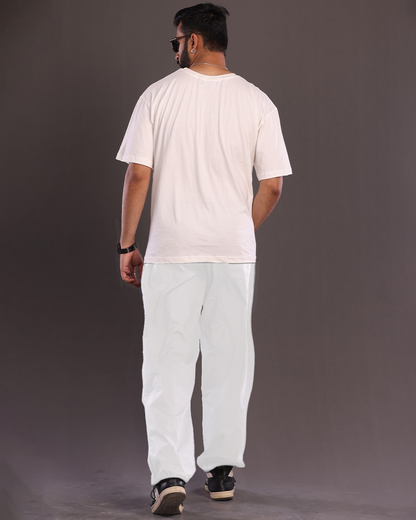 Men's Disco Vibes Oversized Co-Ord Set - White and White