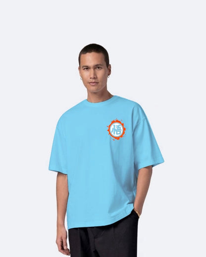 No Signal Design with Men's Blue Oversized T-Shirt