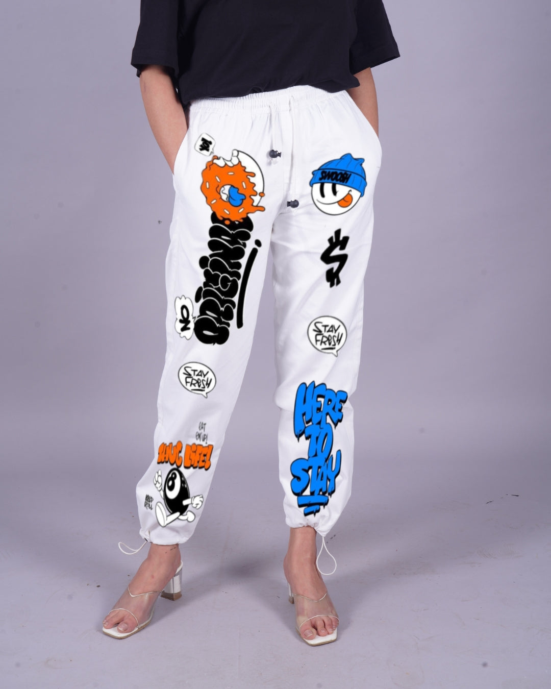 White Adjustable Cargo Pants for Women - Stay Fresh