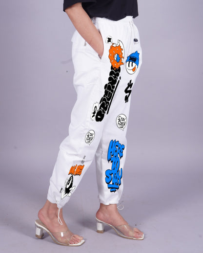 White Adjustable Cargo Pants for Women - Stay Fresh