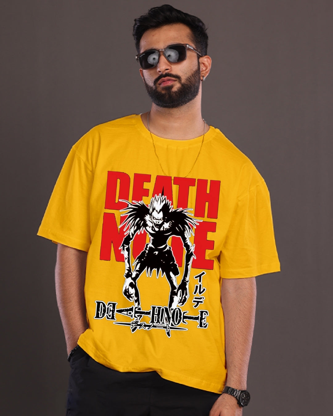 Pack of 2 Men's Oversized T-Shirt: Naruto Graphic & Death Note