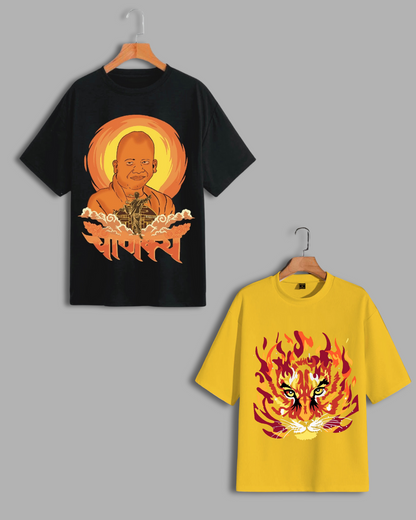 Women's Oversized T-Shirt Combo: Chanakya & Tiger (Pack of 2)