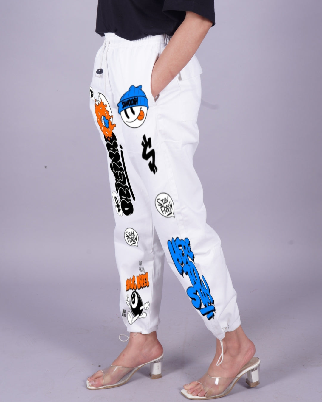 White Adjustable Cargo Pants for Women - Stay Fresh