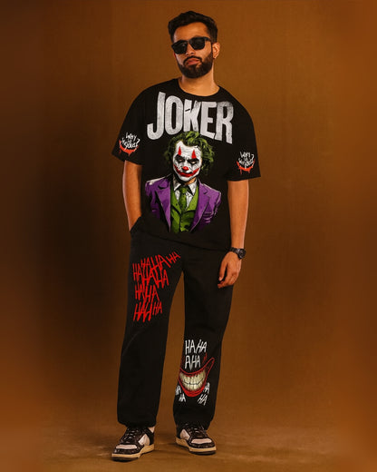 Men's Joker Graphic Oversized Co-ord Set Black and Black(*)
