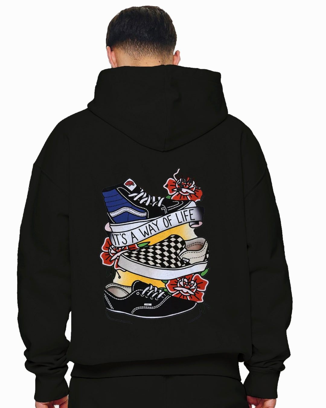 Unisex Black Oversized Hoodie - Vans Sneaker