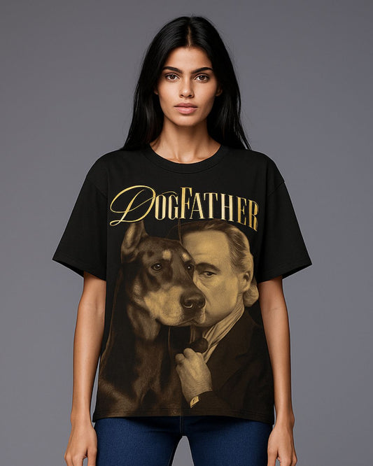 Dog father Unisex Exclusive Oversized Tee - black
