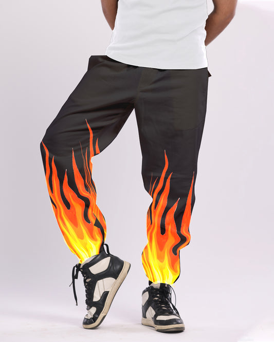 Men's Stylish Black Cargo Pants - Fire Design