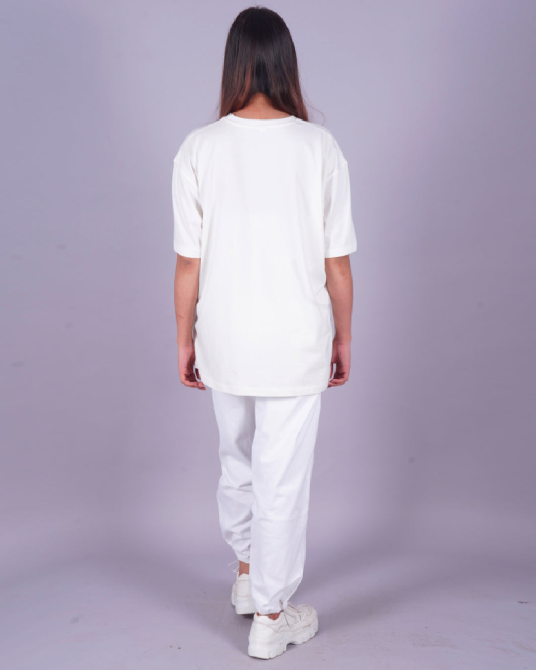 Women Crayon Oversized Co-Ord Set - White and White