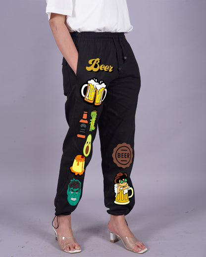 BeerFood: Female Black Adjustable Cargo Pants for the Ultimate Comfort