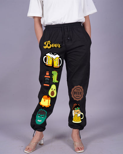 BeerFood: Female Black Adjustable Cargo Pants for the Ultimate Comfort