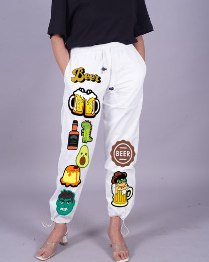 Ladies' White Adjustable Cargo Pants, Perfect for Casual Dining