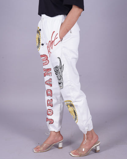 Women's White Adjustable Cargo Pants - Crayon Comfort