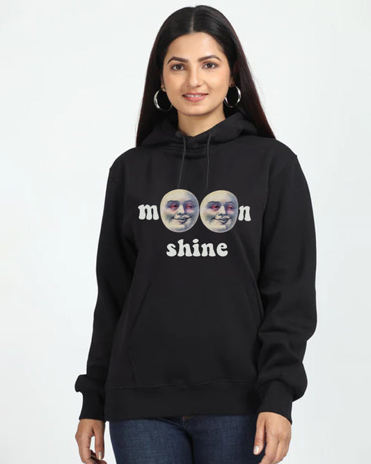 Moonshine Magic: Women's Oversized Black Hoodie