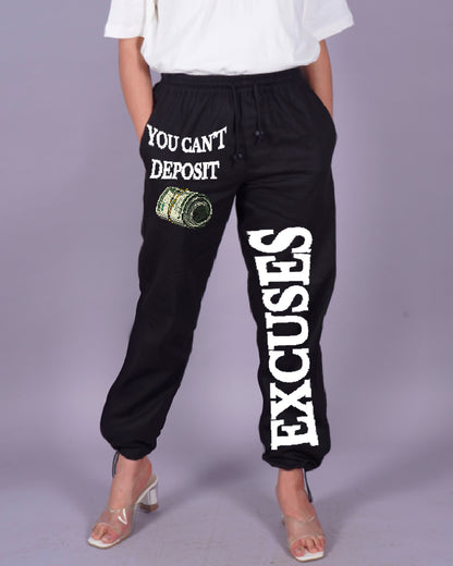 Excuses: Black Adjustable Cargo Pants for Ladies