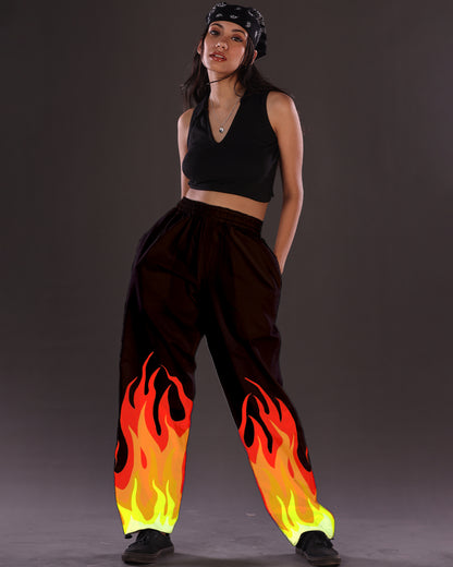 Black Cargo Pants Women: Fire-Inspired Adjustable Style