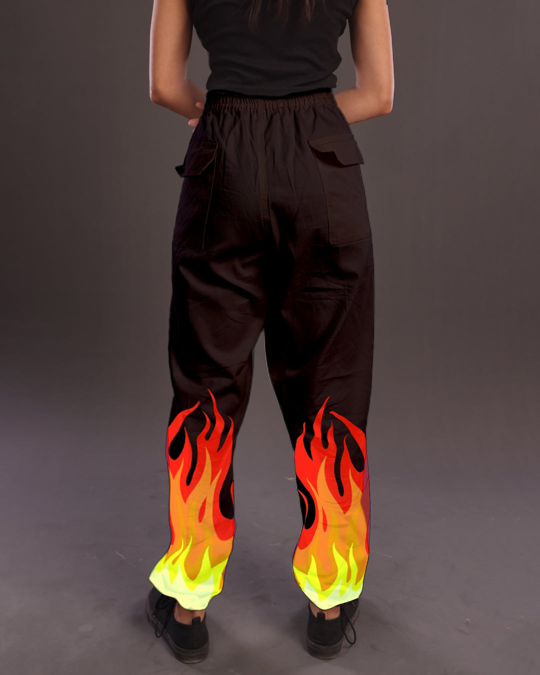 Black Cargo Pants Women: Fire-Inspired Adjustable Style