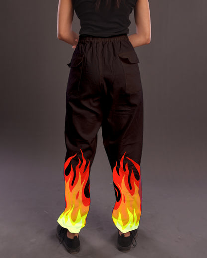 Black Cargo Pants Women: Fire-Inspired Adjustable Style