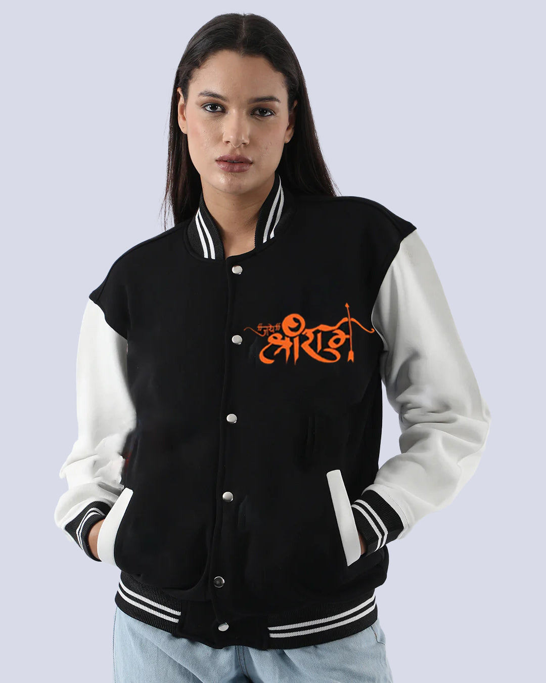 Women's Oversized Varsity Jacket - Hanuman Ji