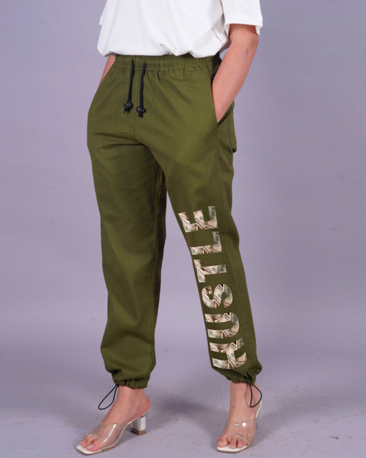 Female Olive Adjustable Cargo Pants - Hustle in Comfort