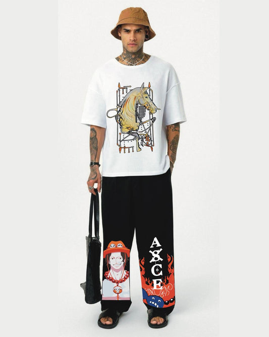 Hermess Horse tee white ace pants (white and black)*