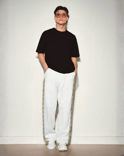Patch Strip -  White COTTON PANTS