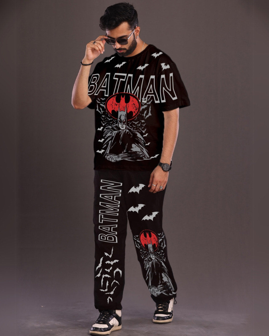 Men's Oversized Black Batman Graphic Co ord Set