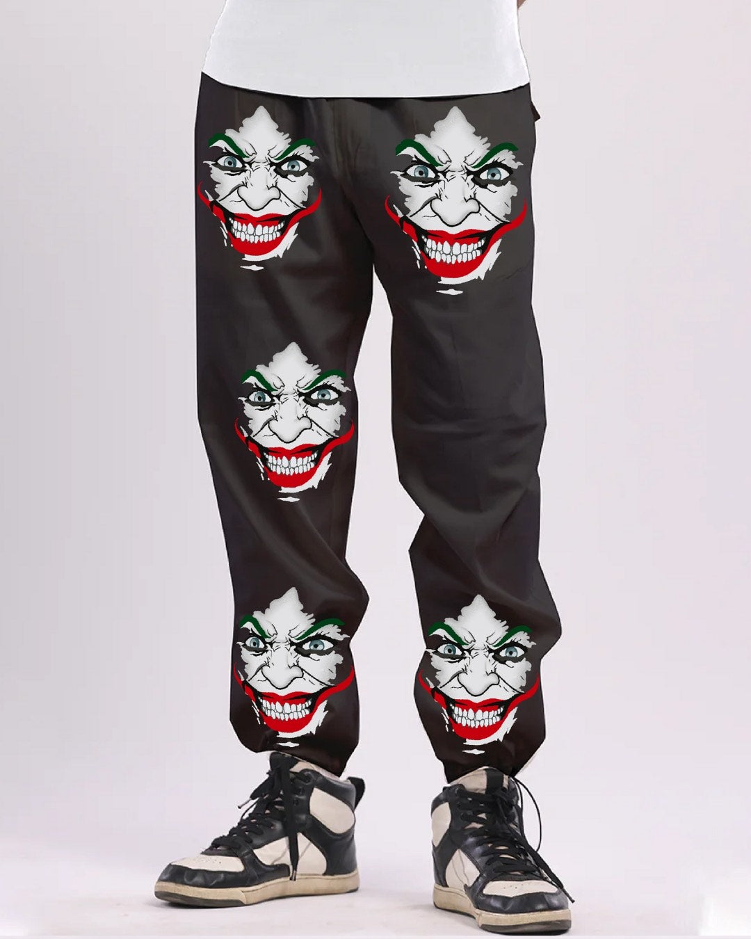 Men's Black Cargo Adjustable Pants - Joker Print