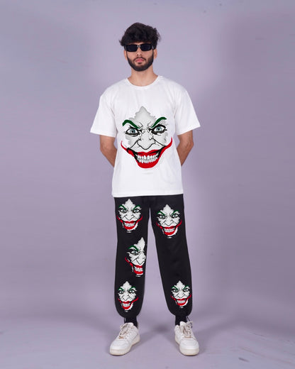 Men's Two Piece Joker Oversized Co-ord Set in White and Black