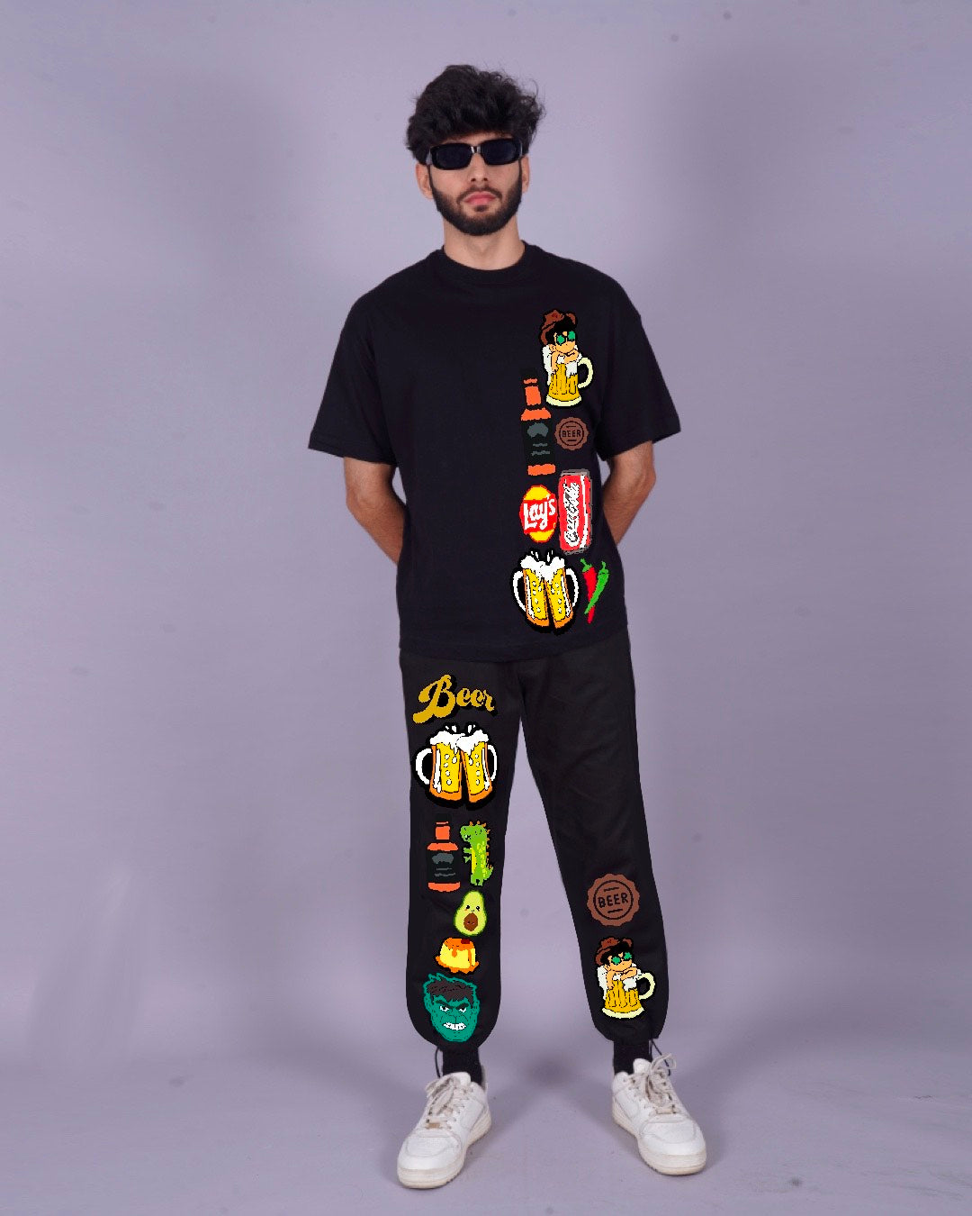 Men's Beerfood Oversized Co-ord Set - Black Men's Coords"