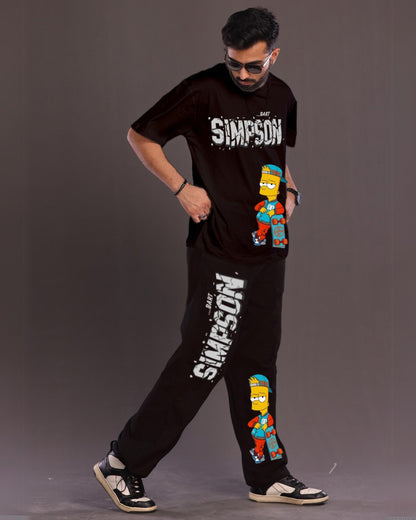 Men's The Simpsons Oversized Co-Ord Set - Black and Black