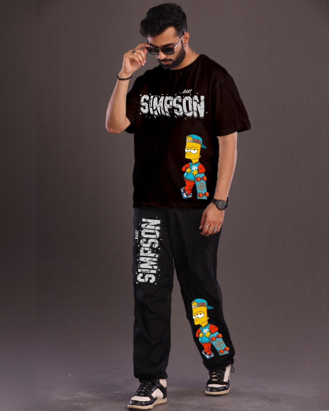 Men's The Simpsons Oversized Co-Ord Set - Black and Black