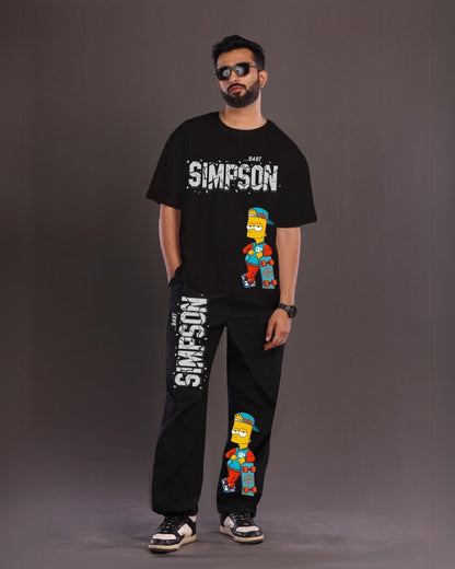 Men's The Simpsons Oversized Co-Ord Set - Black and Black