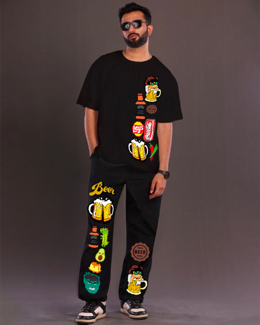 Men's Beerfood Oversized Co-ord Set - Black Men's Coords"