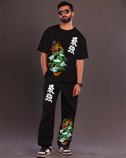 Men's Chinese Dragon Two Piece Set in Black