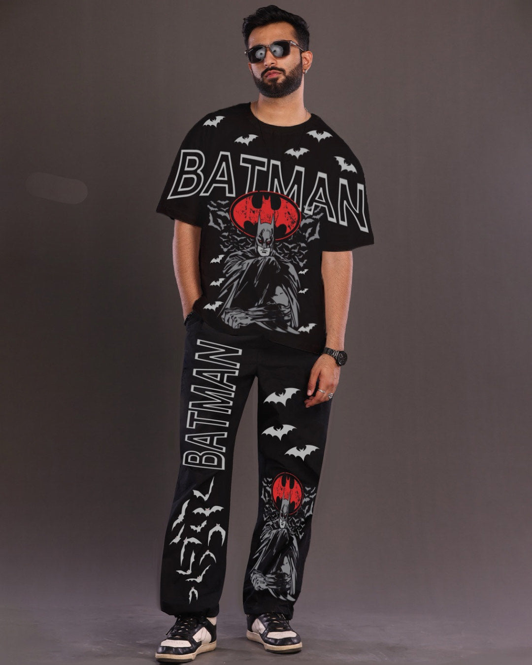 Men's Oversized Black Batman Graphic Co ord Set