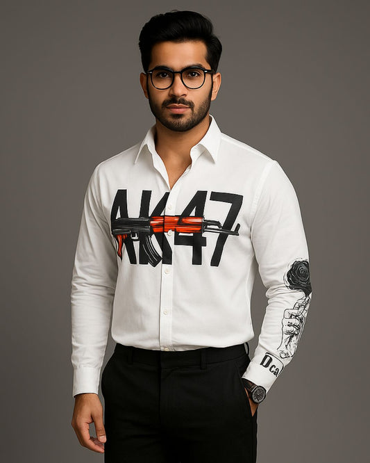 MEN'S AK47 WHITE SHIRT