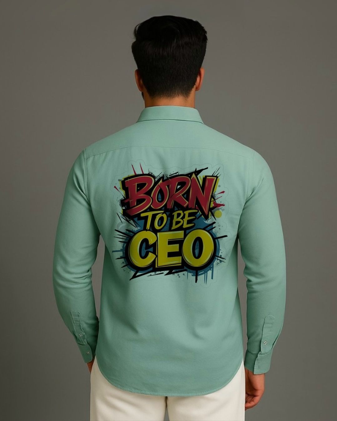 MEN'S CEO VISION FULL SLEEVE  GREEN SHIRT