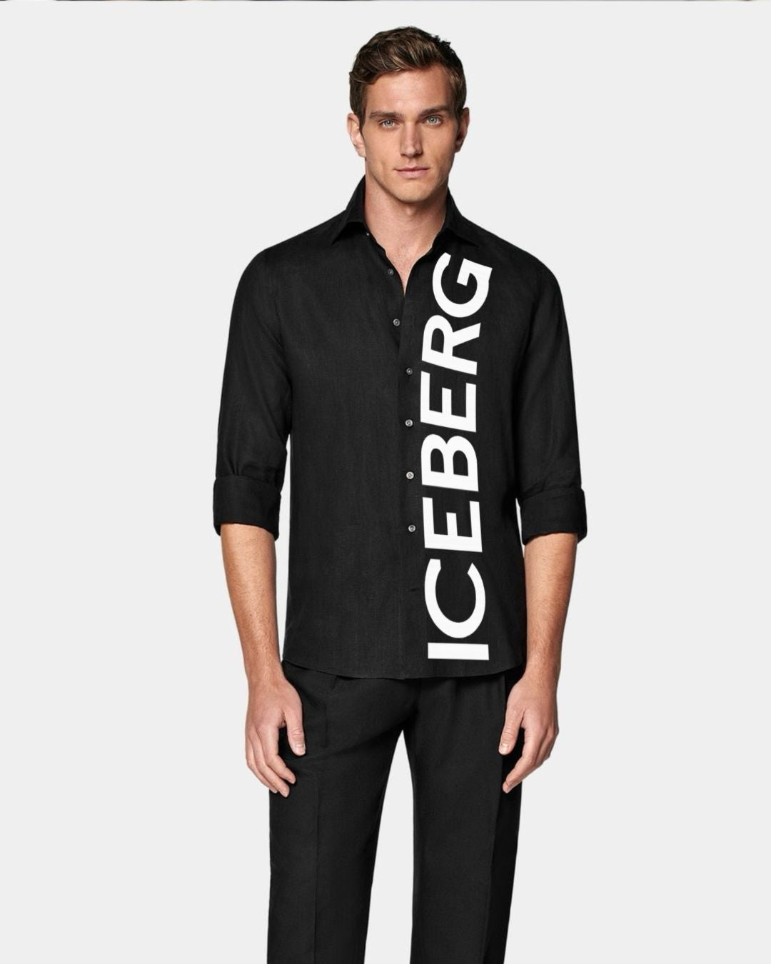 MEN'S ICEBERG FULL SLEEVE BLACK SHIRT