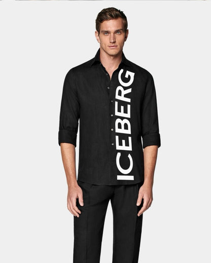 MEN'S ICEBERG FULL SLEEVE BLACK SHIRT