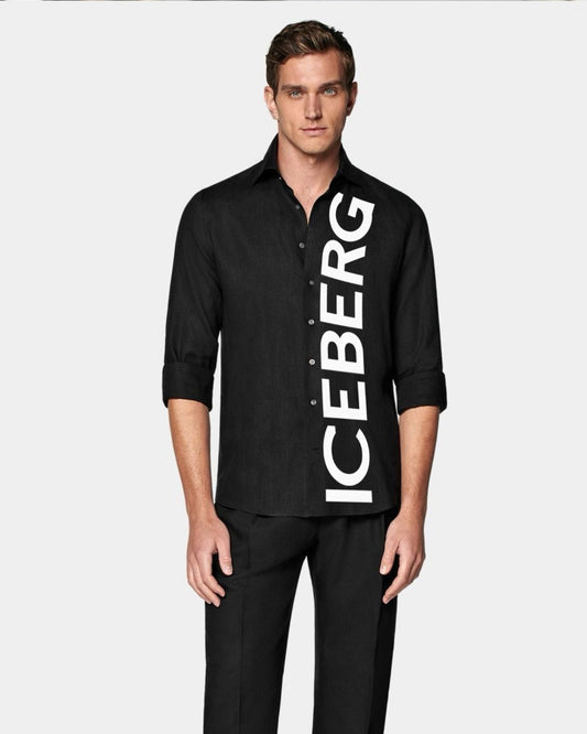 MEN'S ICEBERG FULL SLEEVE BLACK SHIRT